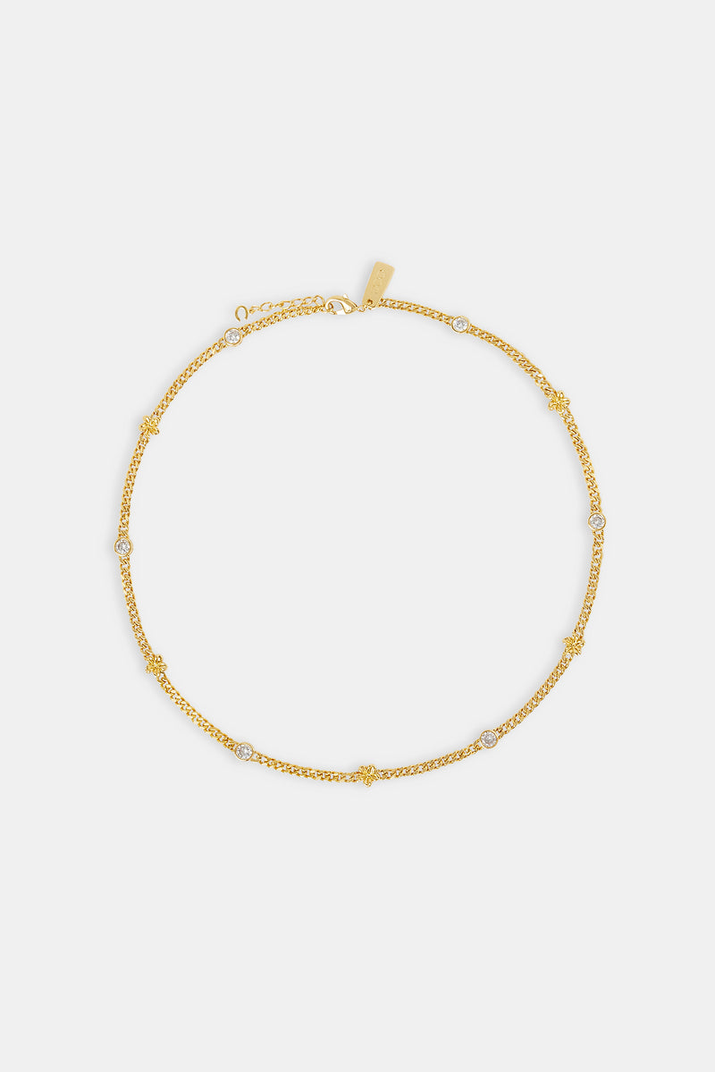 Cuban Flower and Cz Chain - 6mm