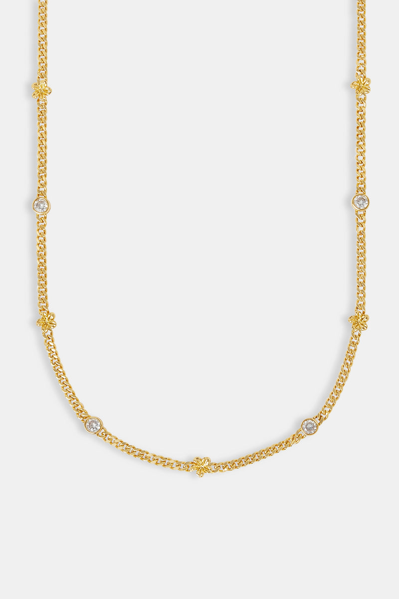 Cuban Flower and Cz Chain - 6mm
