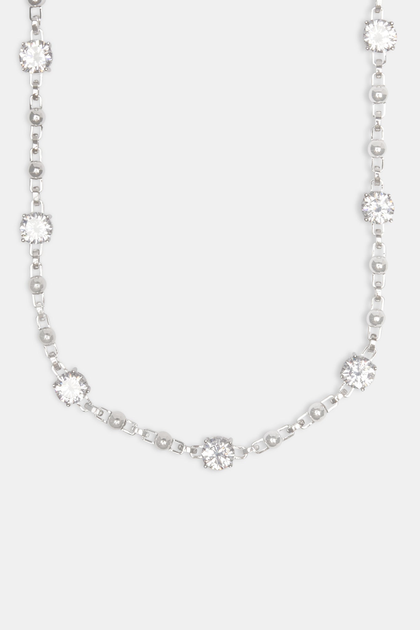 Iced CZ Gem &amp; Ball Chain Mix Kette - Weiß - 8mm