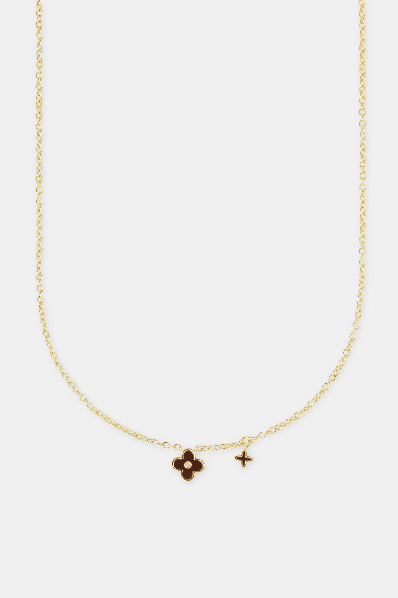 10 mm Emaille-Halskette mit Doppelmotiv – Schokolade