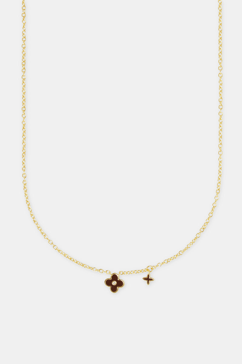 10 mm Emaille-Halskette mit Doppelmotiv – Schokolade