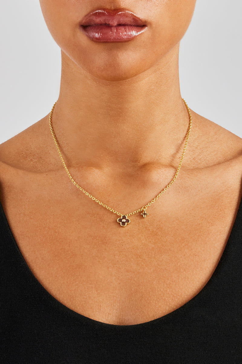 10 mm Emaille-Halskette mit Doppelmotiv – Schokolade