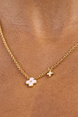 10mm Double Motif Enamel Necklace - Pink