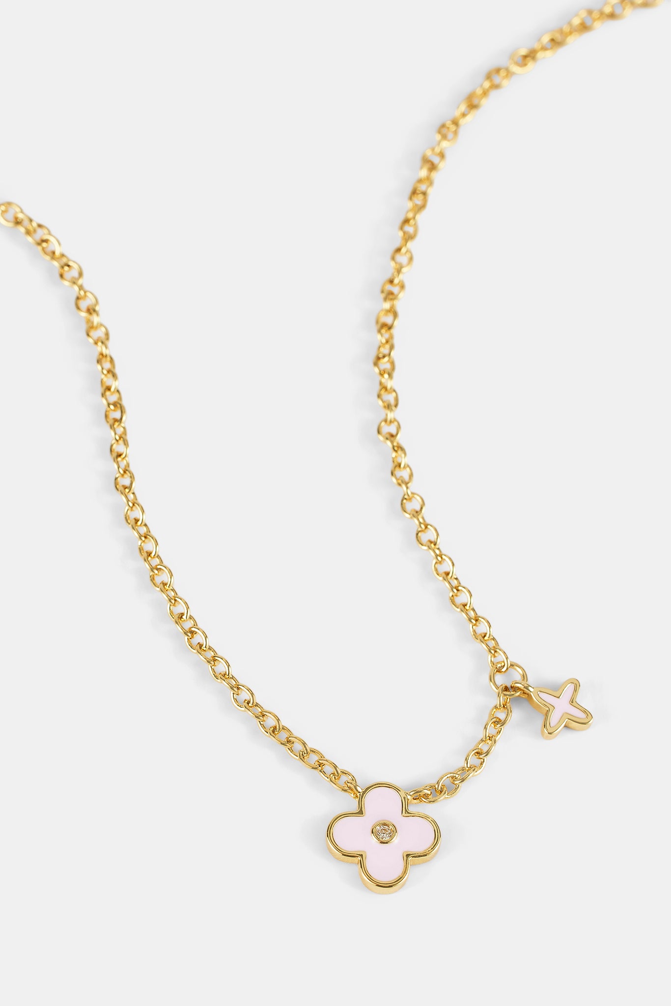 10mm Double Motif Enamel Necklace - Pink