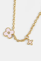 10 mm Emaille-Halskette mit Doppelmotiv – Rosa