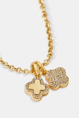 Halskette mit Anhänger mit Doppelmotiv – 10 mm – Gold