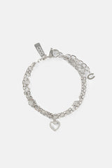 Double Layer Iced & Heart Rolo Bracelet - 8mm