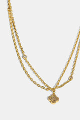 Double Layer Iced & Motif Rolo Necklace - 15mm - Gold