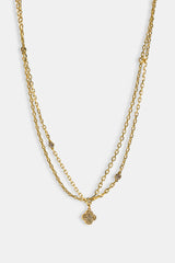 Double Layer Iced & Motif Rolo Necklace - 15mm - Gold