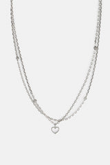 Double Layer Iced & Heart Rolo Necklace - 12mm