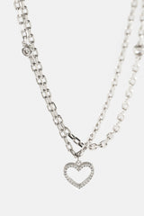 Double Layer Iced & Heart Rolo Necklace - 12mm