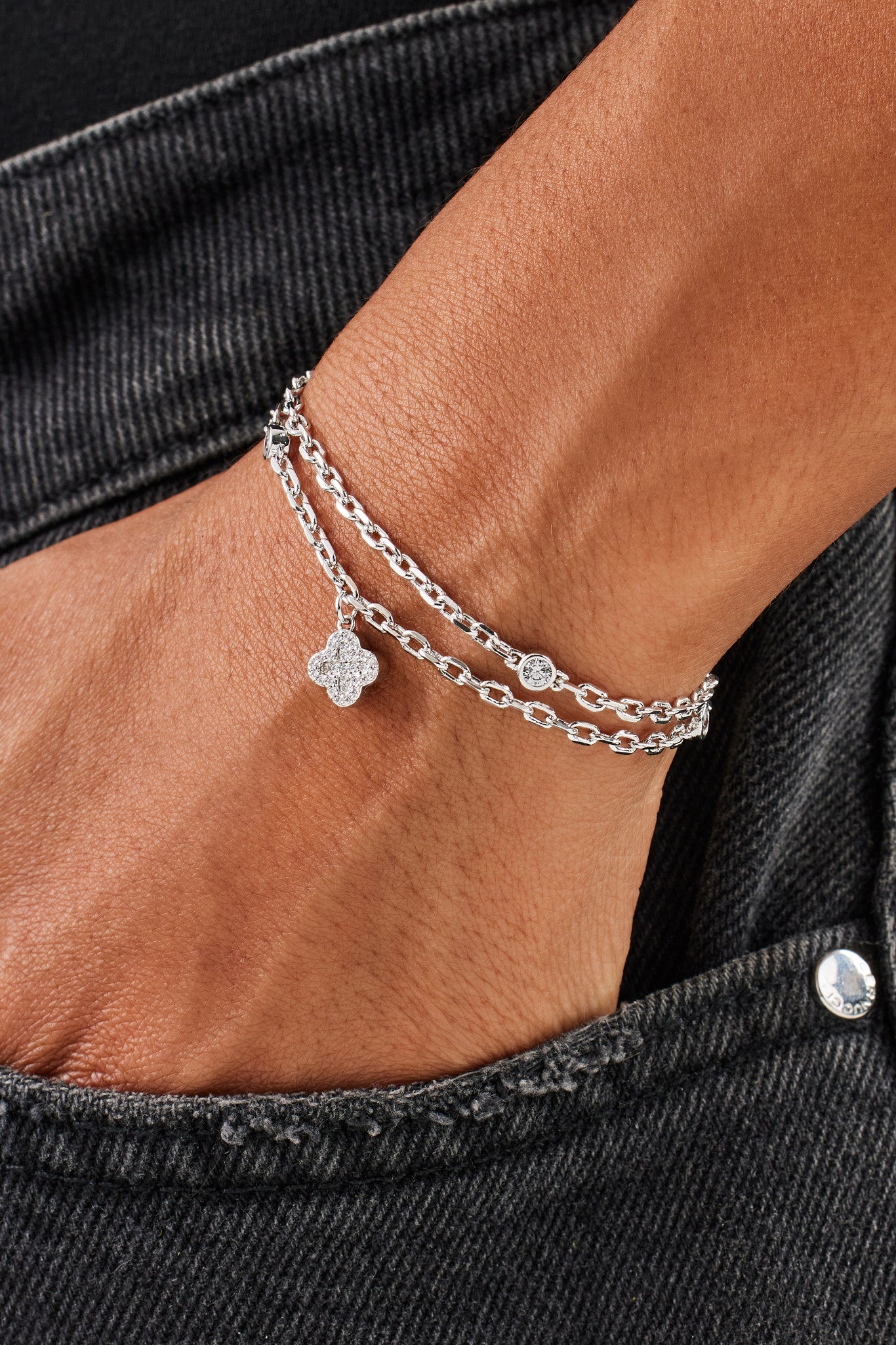 Doppellagiges Rolo-Armband mit Eis- und Motivmotiv – 10 mm