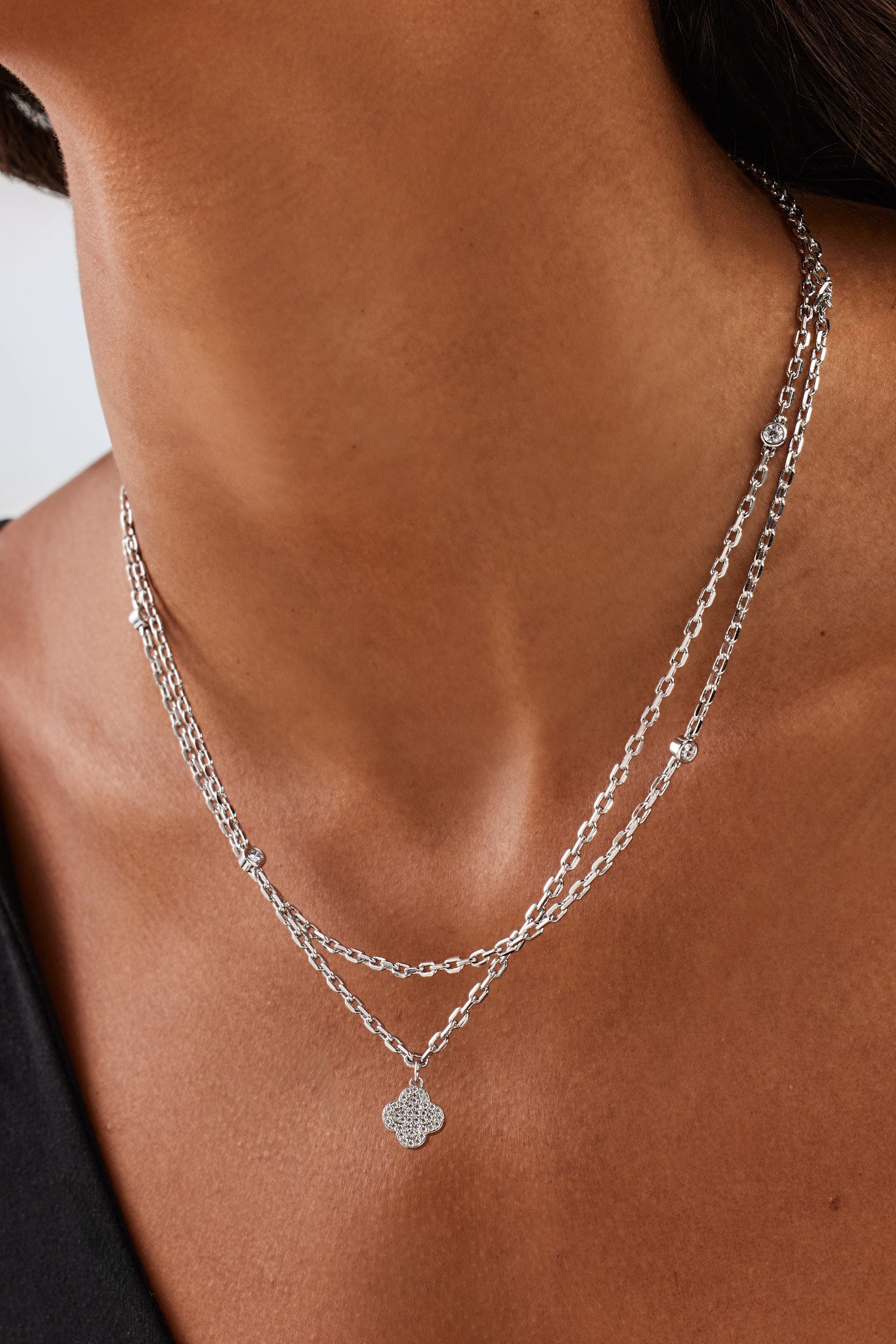 Doppellagige Rolo-Halskette mit Eis- und Motivmotiv – 15 mm