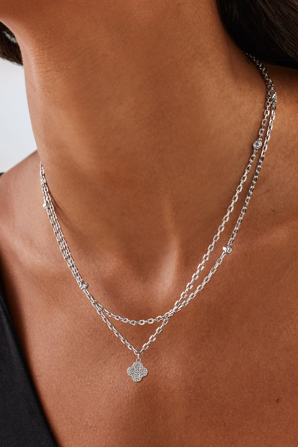 Doppellagige Rolo-Halskette mit Eis- und Motivmotiv – 15 mm