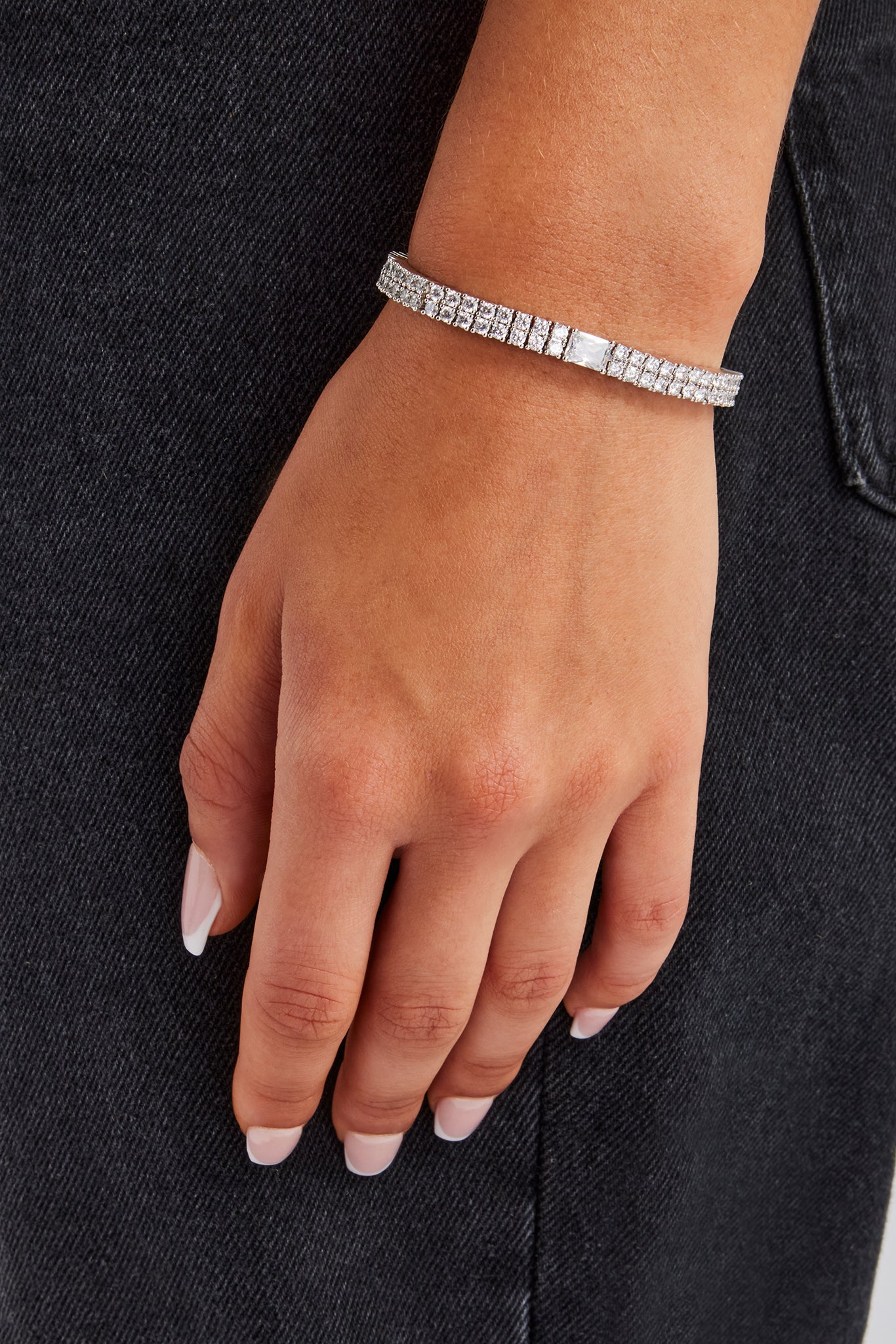 Double Row Clear Gemstone Tennis Bracelet - 5mm