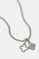 Halskette mit Doppelsternmotiv – 8 mm – Weiß