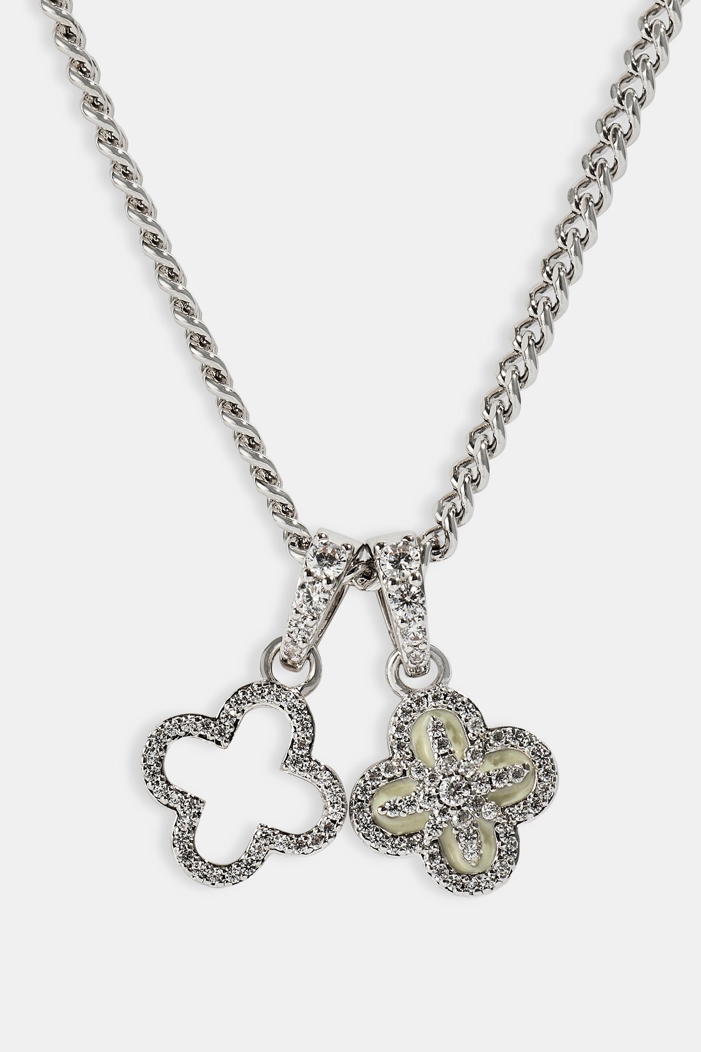 Halskette mit Doppelsternmotiv – 8 mm – Weiß