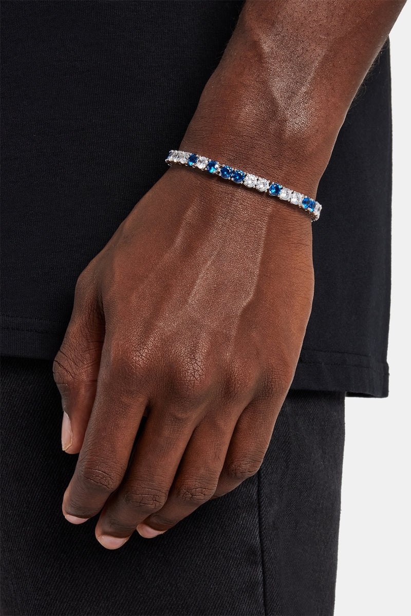 Dunkelblaues Colourblock-Tennisarmband – 5 mm