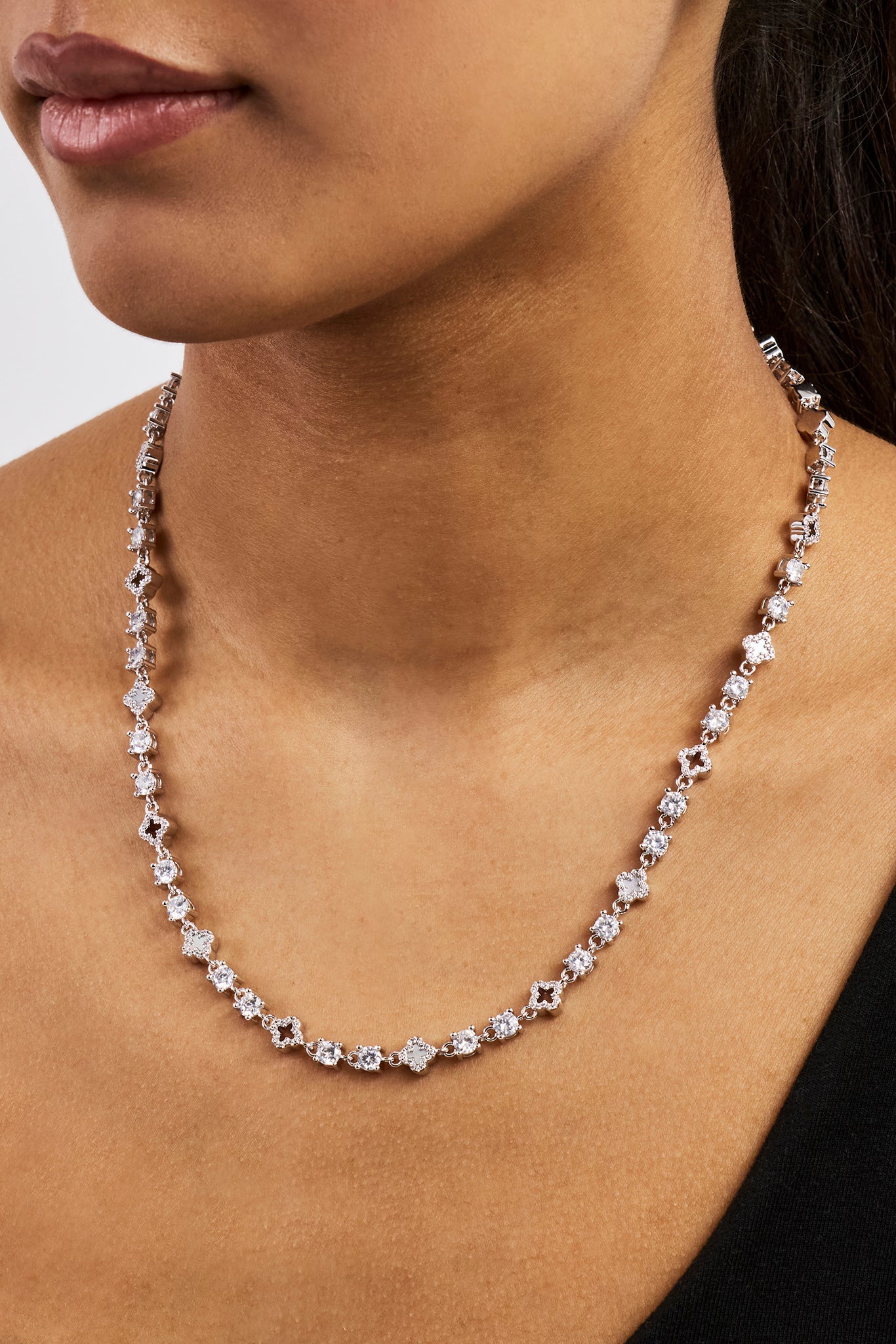 Motif & Circle CZ Multigem Chain - 6mm - White