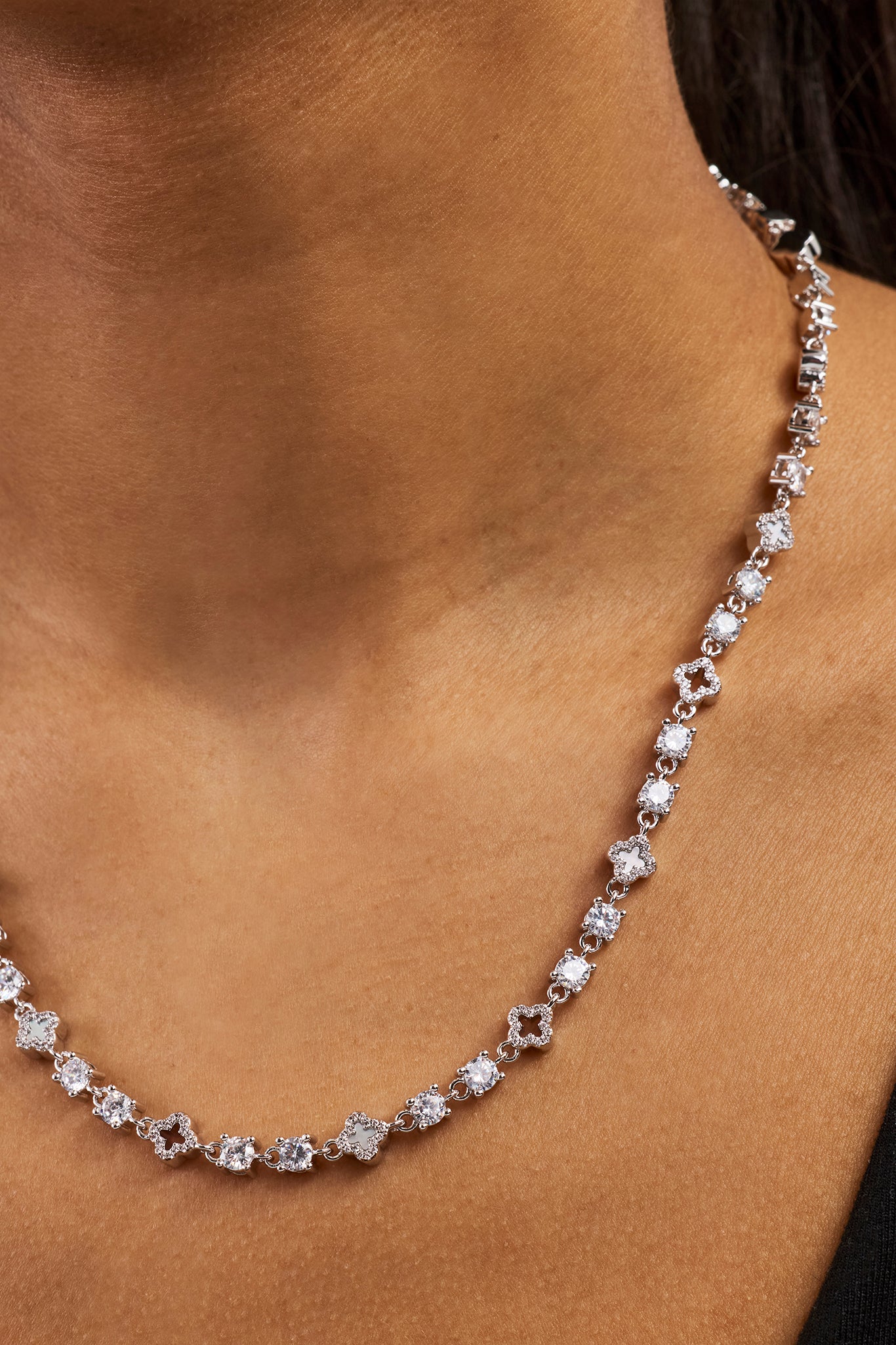 Motif & Circle CZ Multigem Chain - 6mm - White