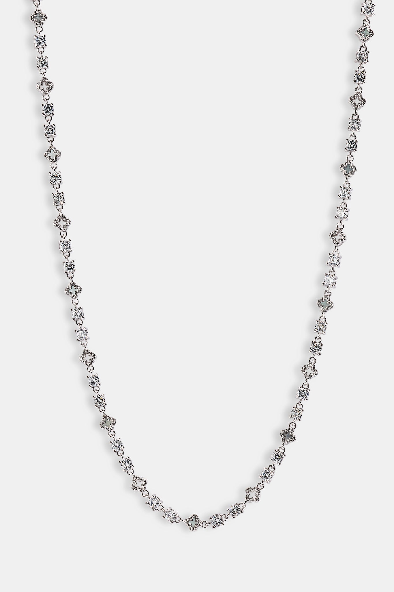 Motif & Circle CZ Multigem Chain - 6mm - White