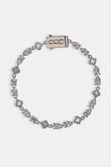 Motif & Circle CZ Multigem Bracelet - 6mm - White