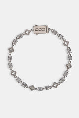 Motif & Circle CZ Multigem Bracelet & Chain - 6mm - White