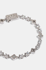 Motif & Circle CZ Multigem Bracelet - 6mm - White