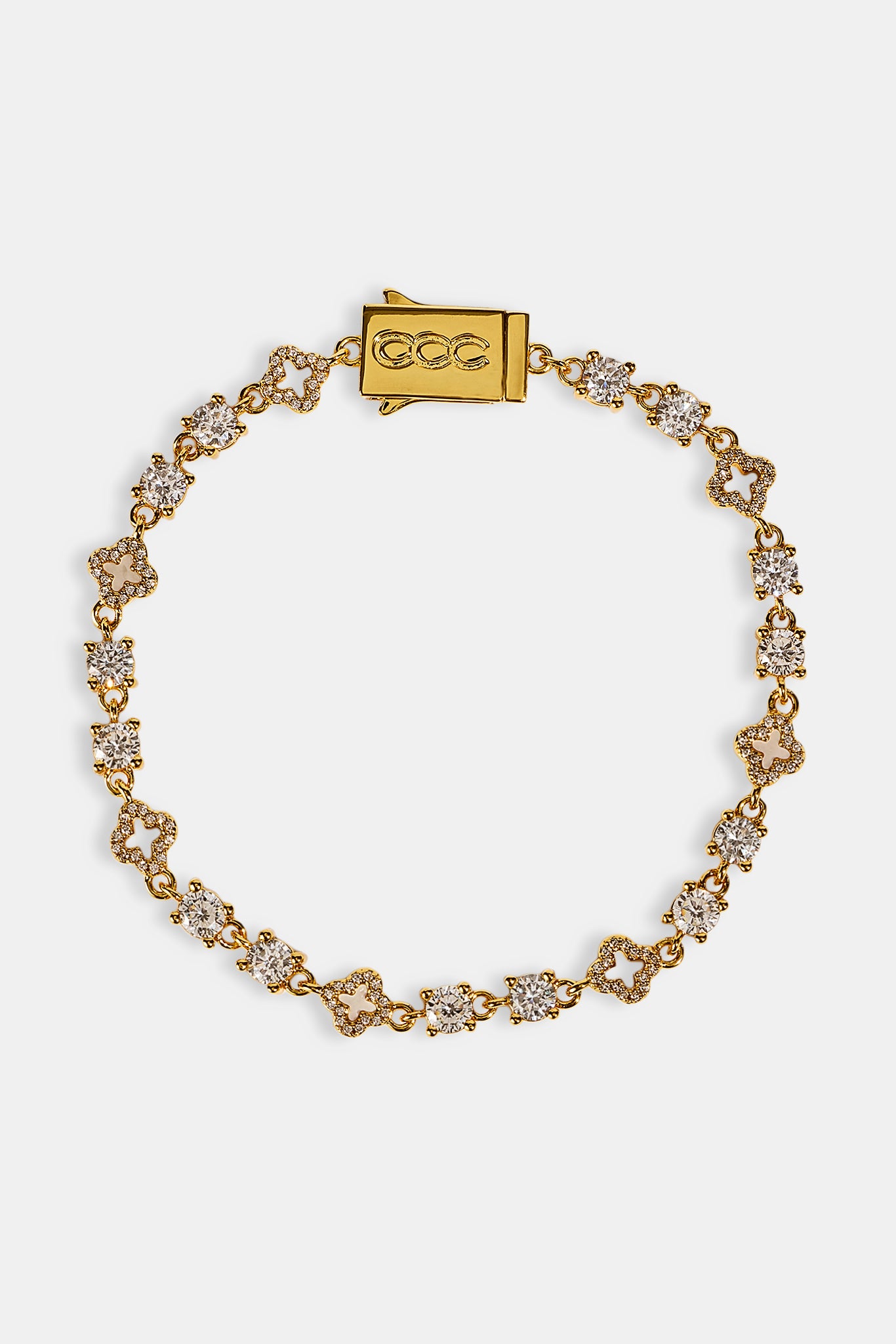 Motif & Circle CZ Multigem Bracelet - 6mm - Gold