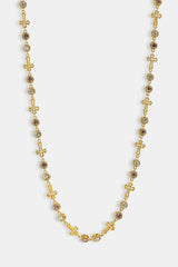 Circle CZ & Cross Outline Multigem Chain - 6mm - Gold