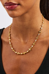 Polished Cross & Circular CZ Chain - 4mm - Gold