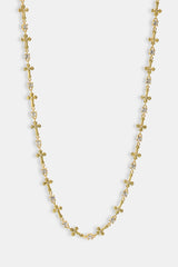 Polished Cross & Circular CZ Chain - 4mm - Gold
