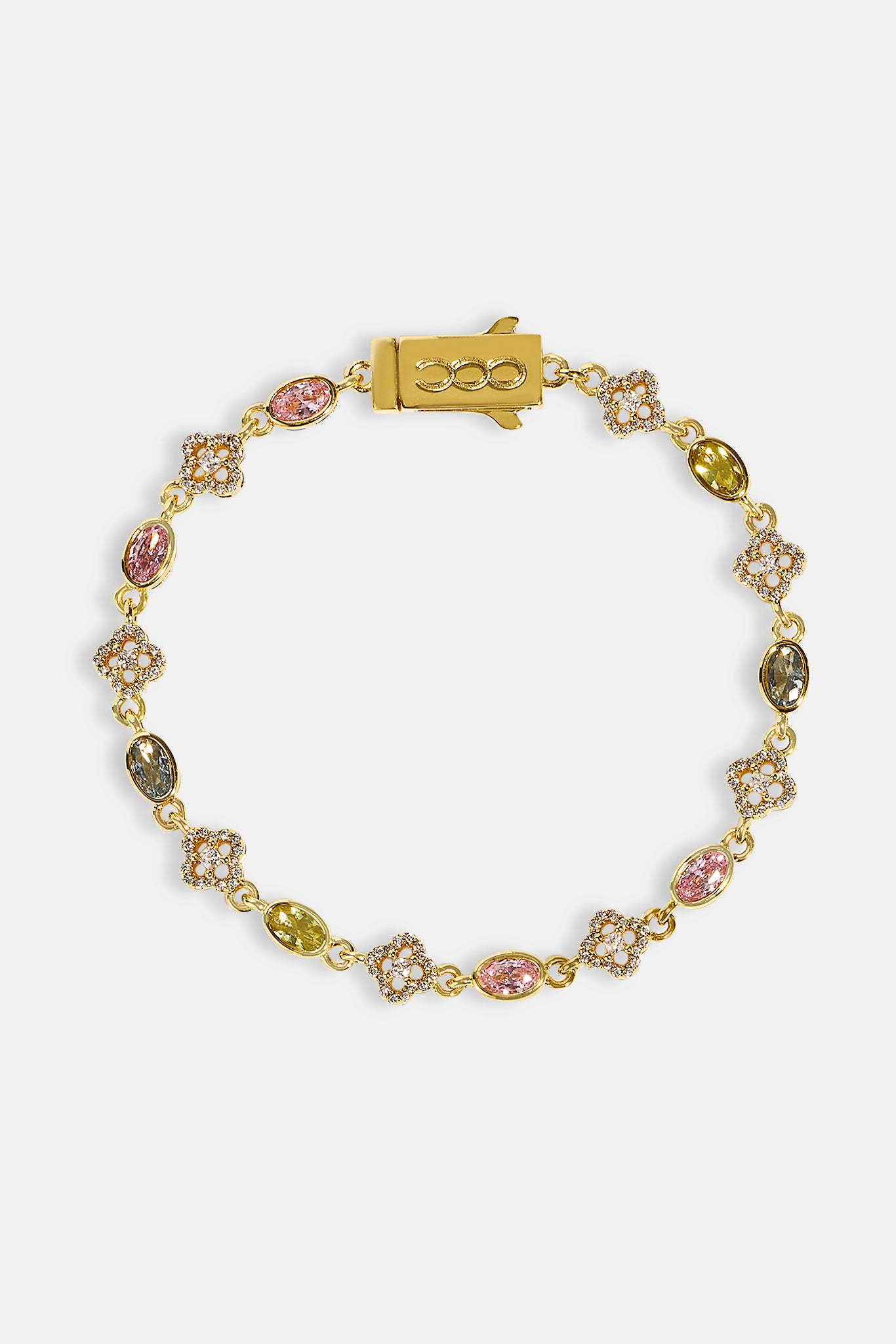 Multi Gem & Gemstone Motif Bracelet - 6mm - Gold