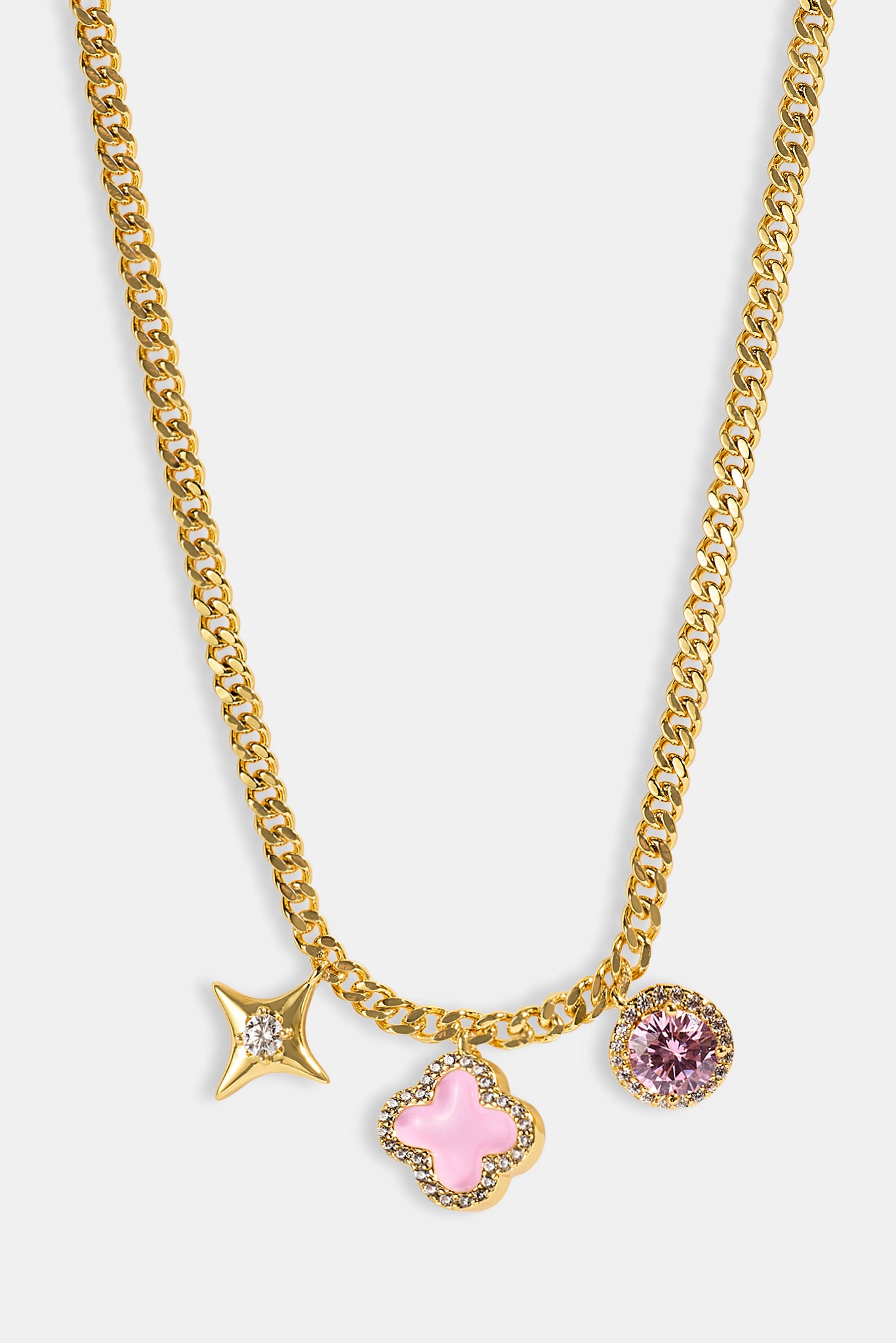 Multi Motif Pendant Necklace - 10mm - Gold