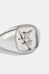 Polished Cherub Signet Ring - 15mm - White