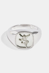 Polished Cherub Signet Ring - 15mm - White