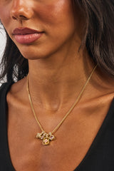 Multi Motif Pendant & Stone Pendant Necklace - 10mm - Gold
