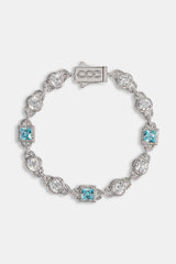Iced Blue Gemstone Mix Stone Bracelet - 8mm - White