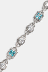 Iced Blue Gemstone Mix Stone Bracelet - 8mm - White