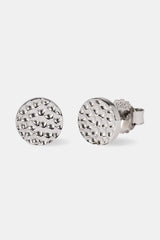Hammered Round Stud Earrings - 8mm - White
