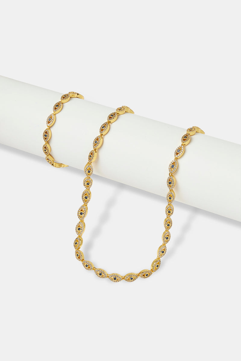 Iced Evil Eye Kette &amp; Armband - 6mm