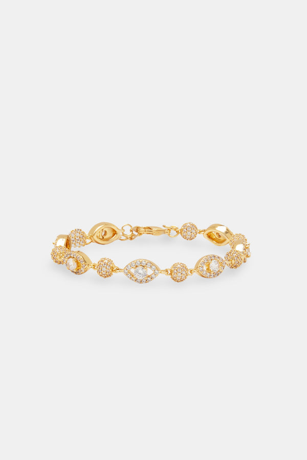 Iced Evil Eye Armband - 8mm - Gold