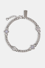 Blue Agate CZ Outline Miami Bracelet - 6mm - White