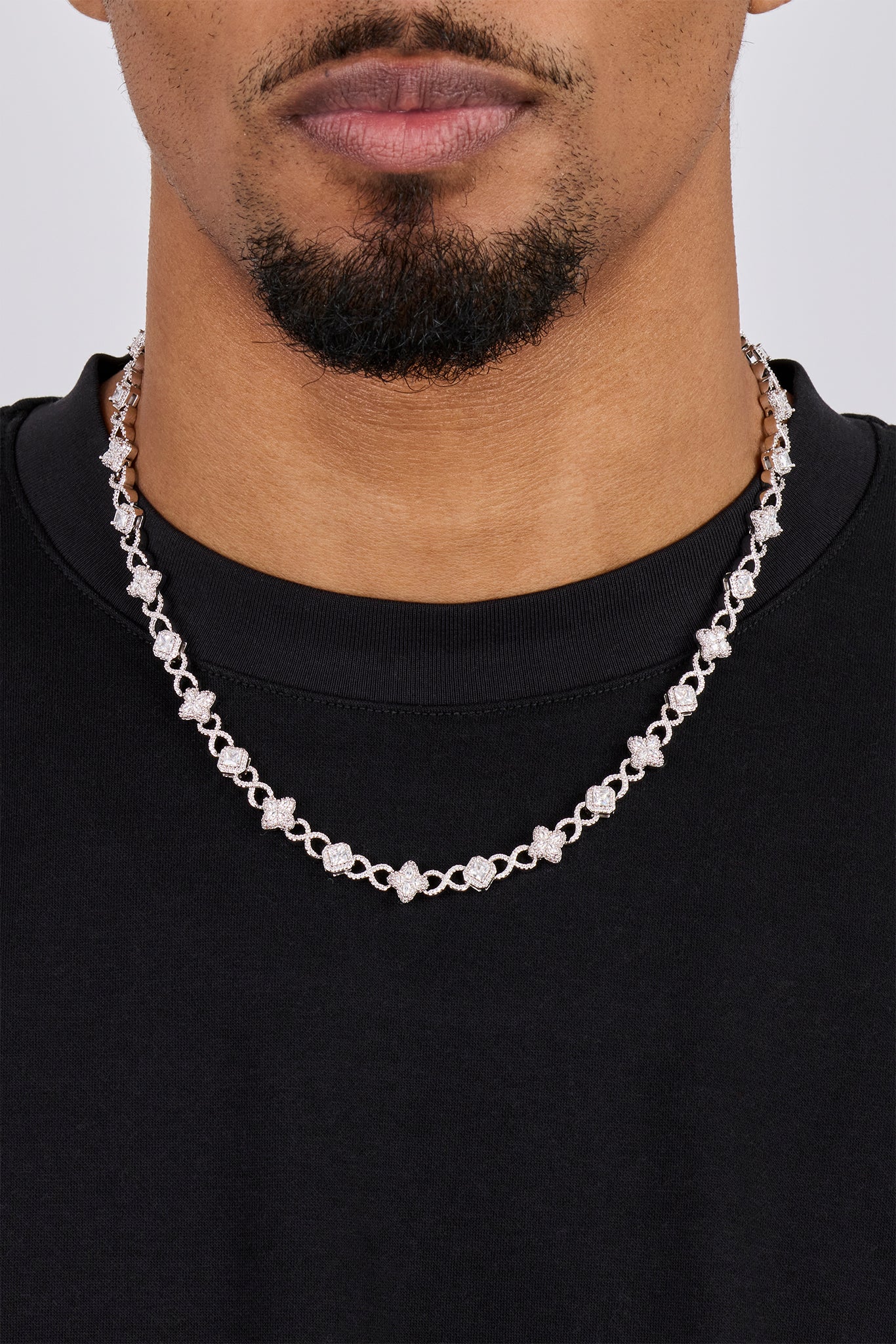 Iced Infinity & Motif Chain - 6mm - White