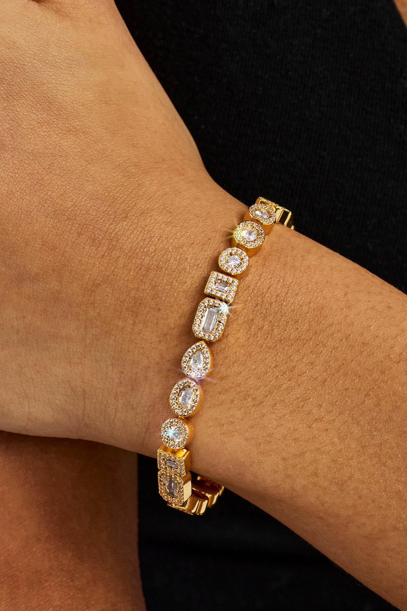 Mixed Shape Cluster Bracelet - 6mm - Gold