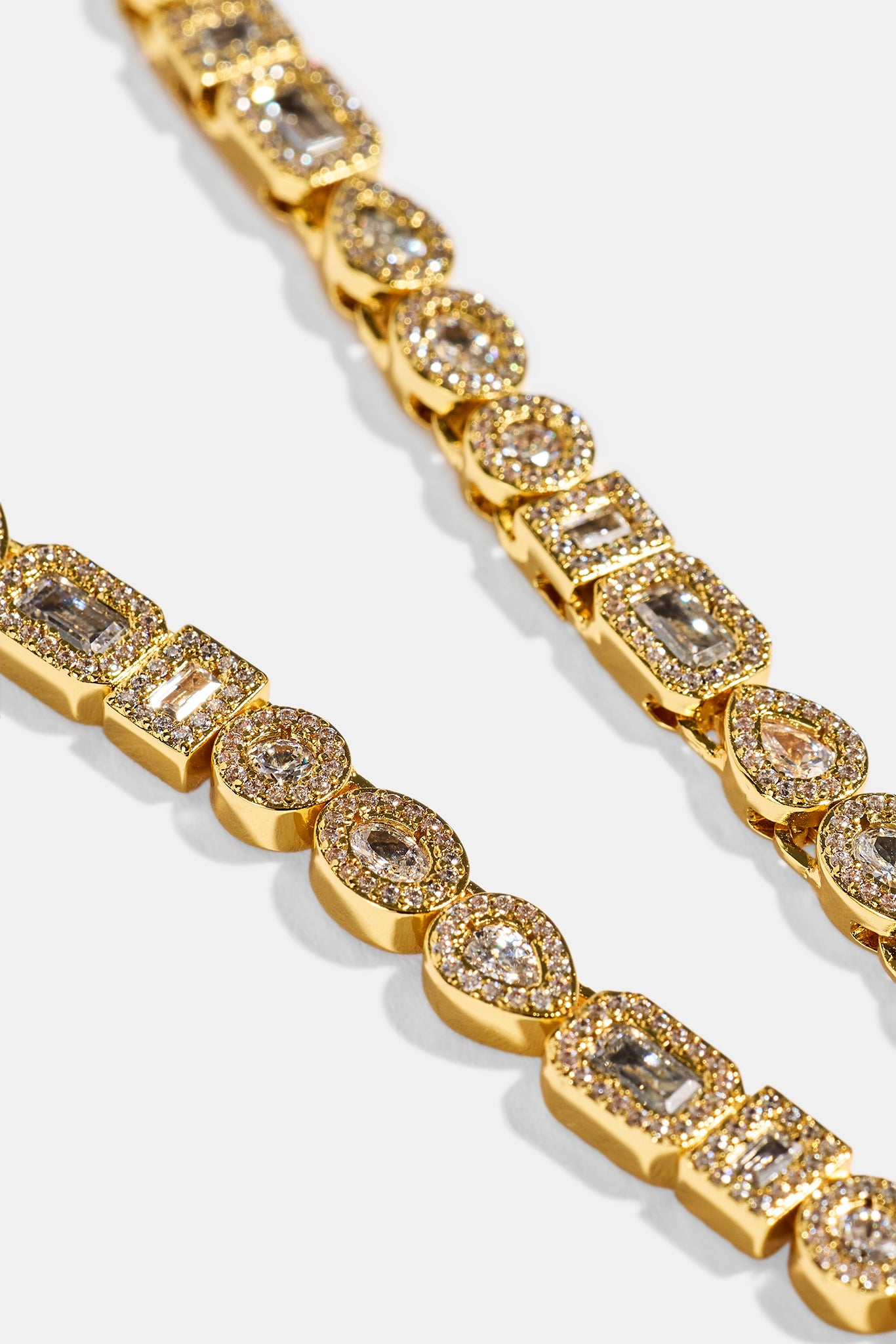 Iced Mixed Shape Cluster Chain - 6mm - Gold