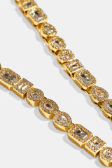 Iced Mixed Shape Cluster Chain - 6mm - Gold