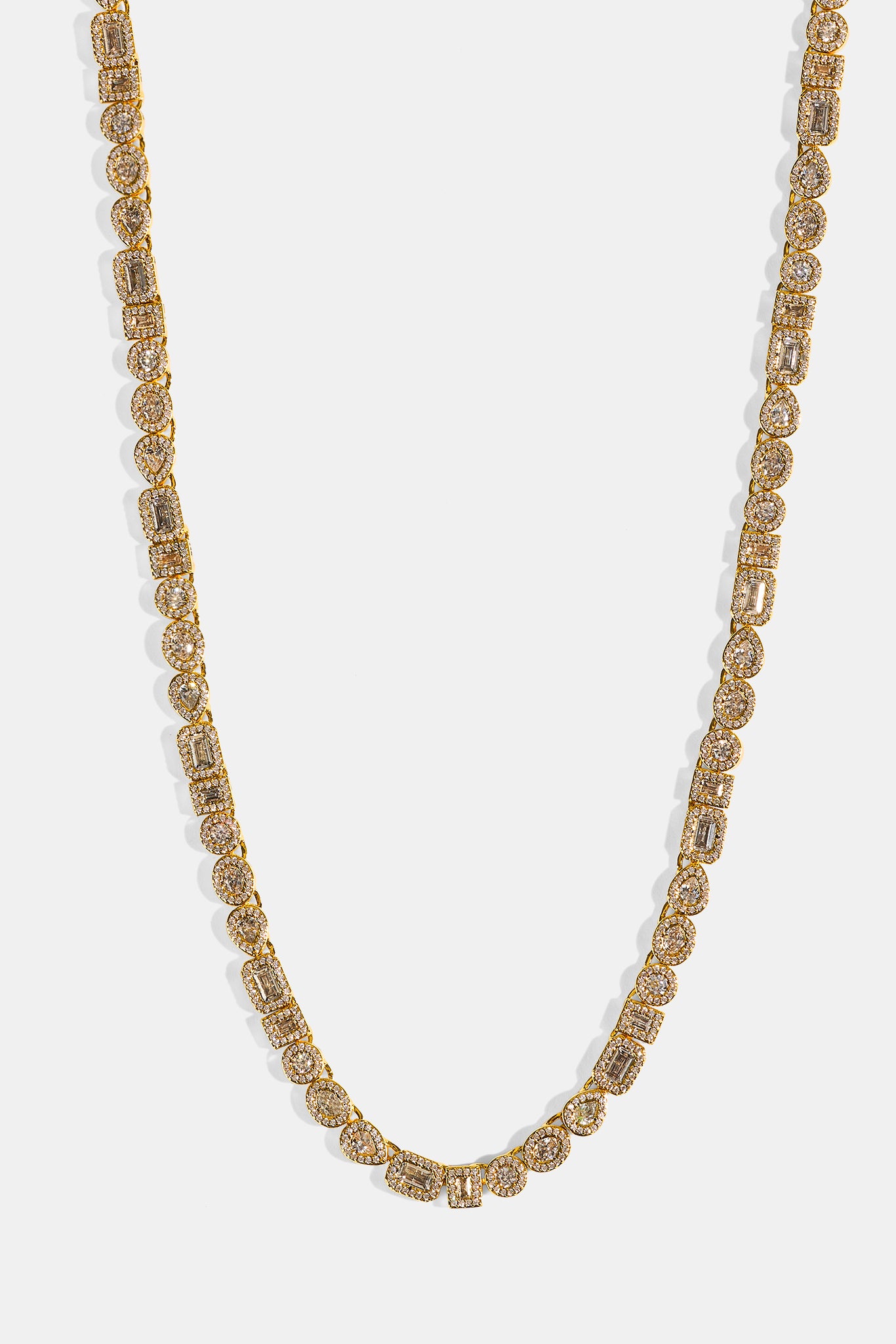 Iced Mixed Shape Cluster Chain - 6mm - Gold