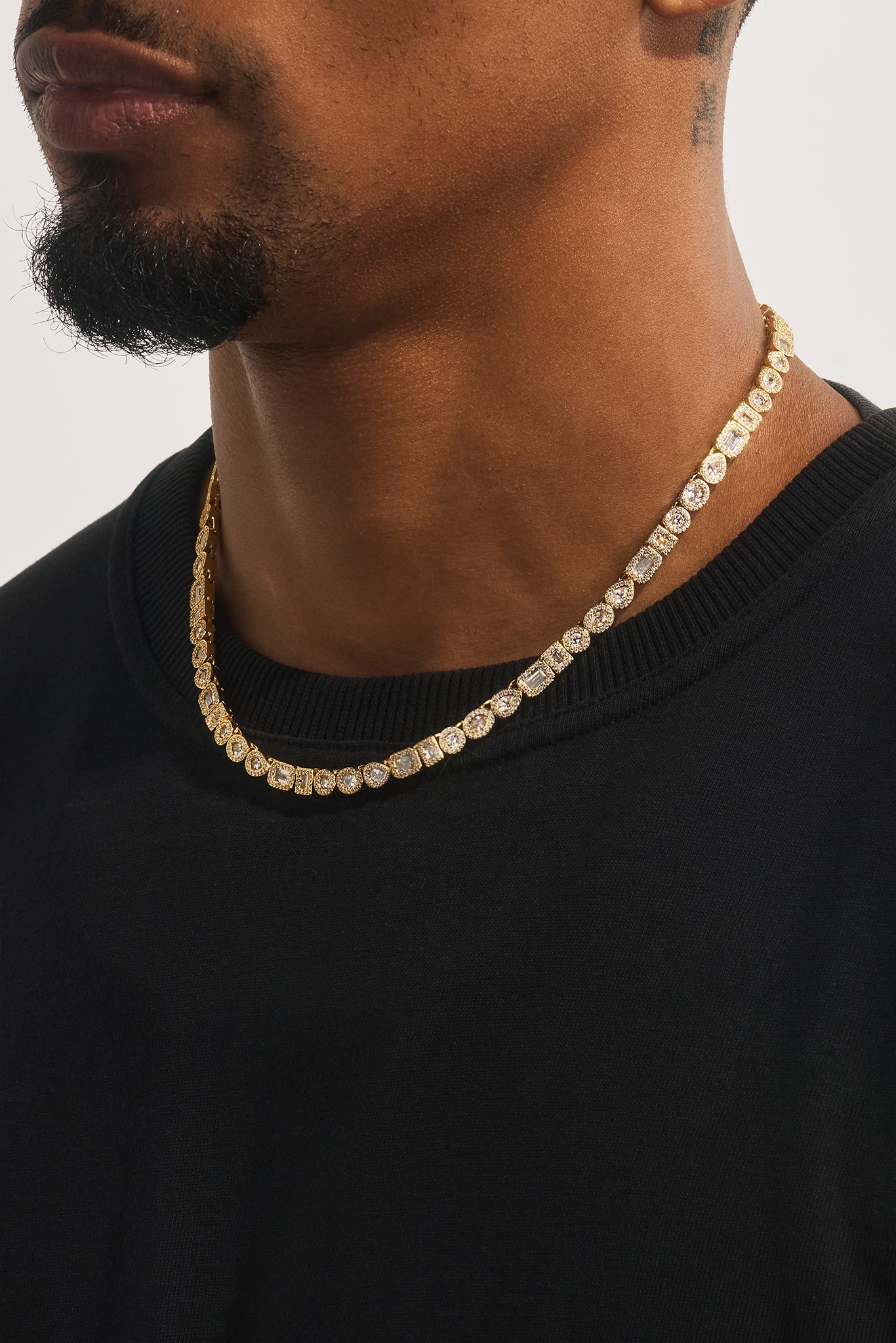 Iced Mixed Shape Cluster Chain - 6mm - Gold