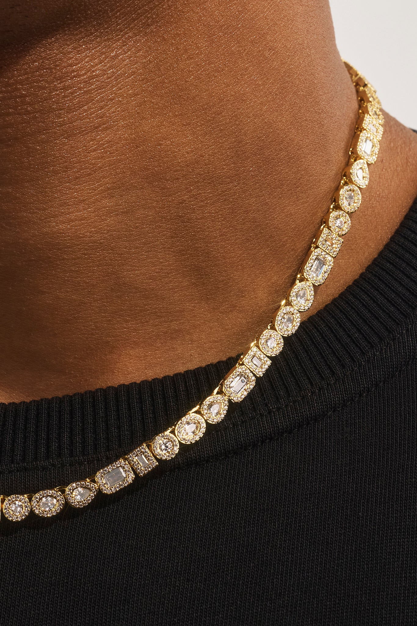 Iced Mixed Shape Cluster Chain - 6mm - Gold